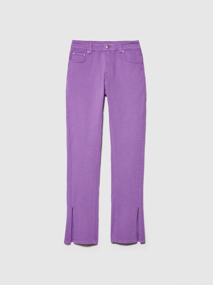 Colorful jeans with slits - women's slim fit jeans - Lilac | Sisley image number 6